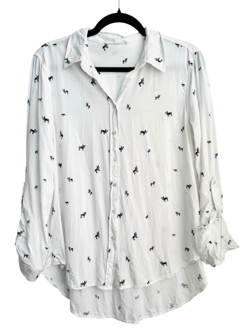 Jane and Delancey Frenchie White Button Down Blouse, Size Large - EUC